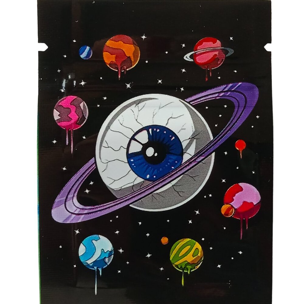5 Trippy Mylar Bags, Herbal Psychedelic Zip Lock Printed Pouches, Space, Alien.. - Picture 5 of 16